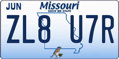 MO license plate ZL8U7R