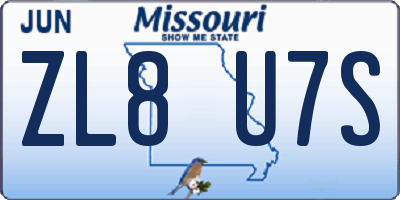 MO license plate ZL8U7S