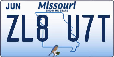 MO license plate ZL8U7T