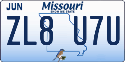 MO license plate ZL8U7U