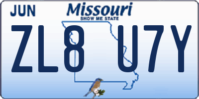 MO license plate ZL8U7Y