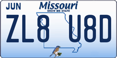 MO license plate ZL8U8D
