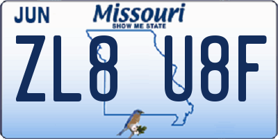 MO license plate ZL8U8F