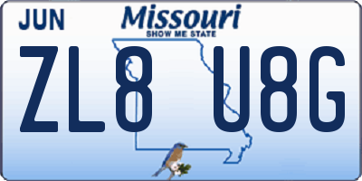 MO license plate ZL8U8G