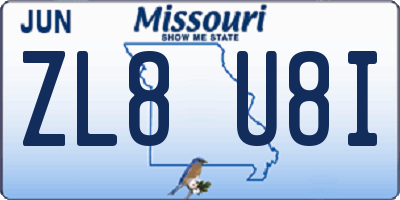 MO license plate ZL8U8I