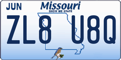 MO license plate ZL8U8Q