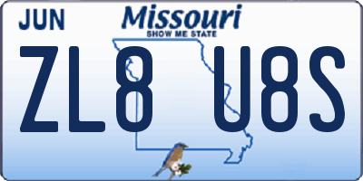 MO license plate ZL8U8S