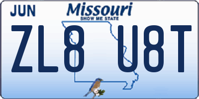 MO license plate ZL8U8T