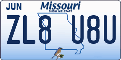 MO license plate ZL8U8U