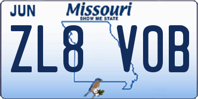 MO license plate ZL8V0B