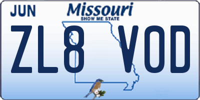 MO license plate ZL8V0D