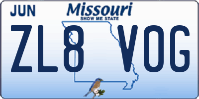 MO license plate ZL8V0G