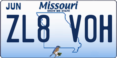MO license plate ZL8V0H