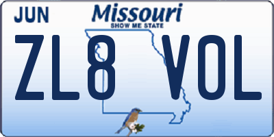 MO license plate ZL8V0L