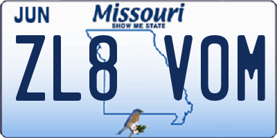 MO license plate ZL8V0M