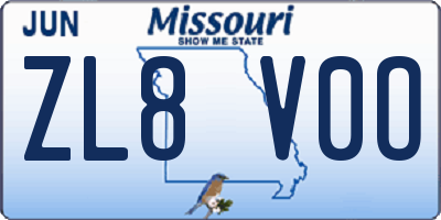 MO license plate ZL8V0O