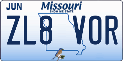 MO license plate ZL8V0R