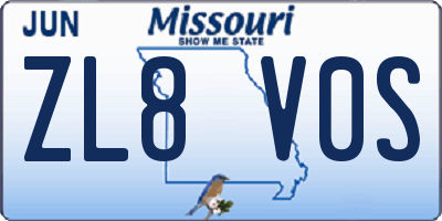 MO license plate ZL8V0S