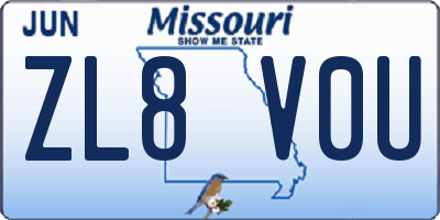 MO license plate ZL8V0U