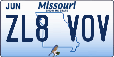 MO license plate ZL8V0V