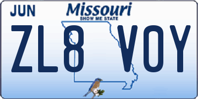 MO license plate ZL8V0Y