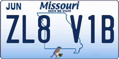 MO license plate ZL8V1B