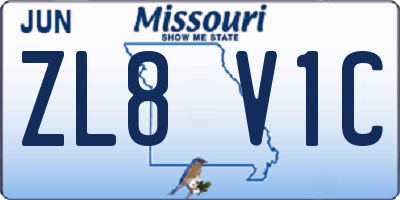 MO license plate ZL8V1C