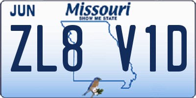 MO license plate ZL8V1D