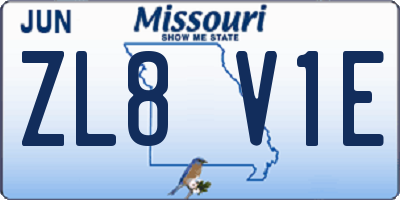 MO license plate ZL8V1E