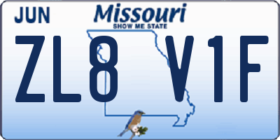 MO license plate ZL8V1F