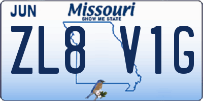 MO license plate ZL8V1G