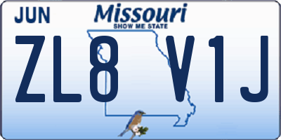 MO license plate ZL8V1J