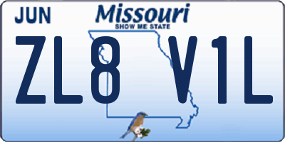MO license plate ZL8V1L