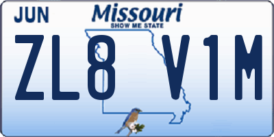 MO license plate ZL8V1M