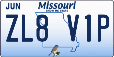 MO license plate ZL8V1P