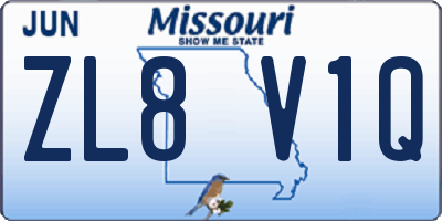 MO license plate ZL8V1Q