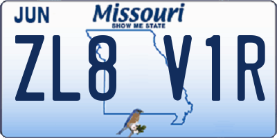 MO license plate ZL8V1R