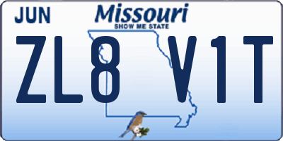 MO license plate ZL8V1T