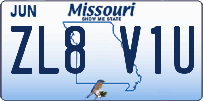MO license plate ZL8V1U