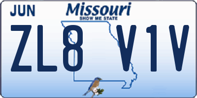 MO license plate ZL8V1V