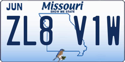 MO license plate ZL8V1W
