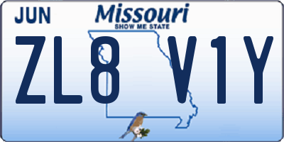 MO license plate ZL8V1Y