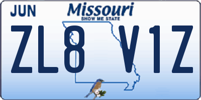 MO license plate ZL8V1Z