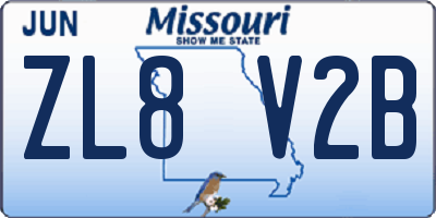 MO license plate ZL8V2B