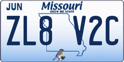 MO license plate ZL8V2C