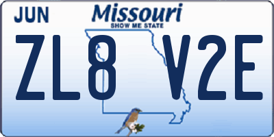 MO license plate ZL8V2E
