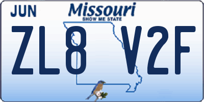 MO license plate ZL8V2F