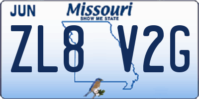 MO license plate ZL8V2G
