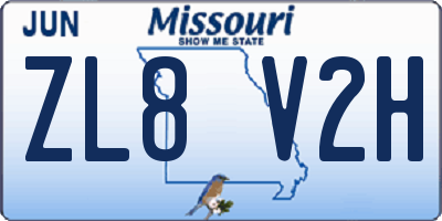 MO license plate ZL8V2H
