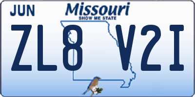 MO license plate ZL8V2I